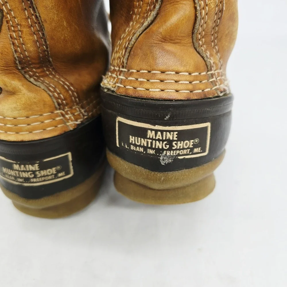 VTG LL Bean Boots Womens 7 Maine Hunting Shoe Unlined Made In USA Leather Brown